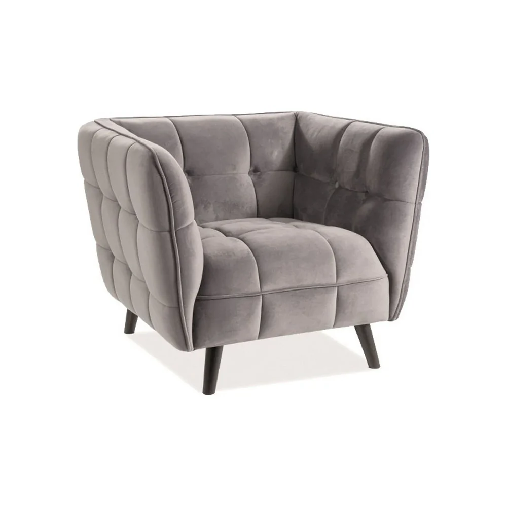 Fotolii Signal - Fotoliu Castello, stofă catifelată gri Bluvel 14, 92x85x78 cm