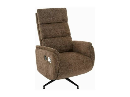 Fotolii Signal - Fotoliu Fenix Raven rotativ cu recliner electric, material textil maro, 67x83–160xH112–120 cm
