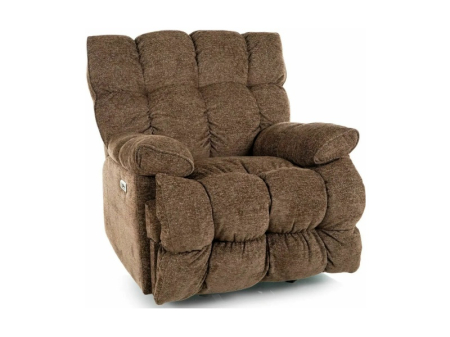 Fotolii Signal - Fotoliu Homer Raven cu recliner electric, funcție de balansare, material textil cappucino, 94x100–160 x H104 cm