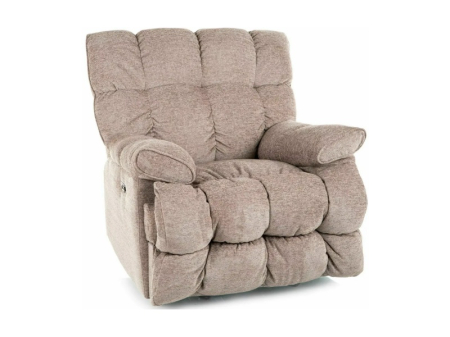 Fotolii Signal - Fotoliu Homer Raven cu recliner electric, material textil bej inchis, 94x100–160 x H104 cm