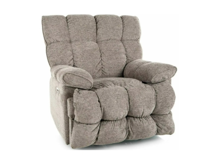Fotolii Signal - Fotoliu Homer Raven cu recliner electric, material textil gri, 94x100–160 x H104 cm
