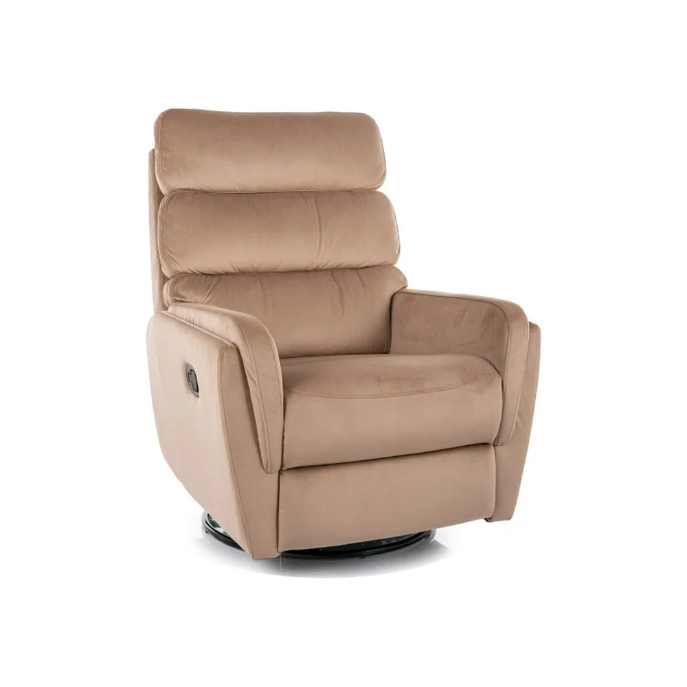 Fotolii Signal - Fotoliu recliner Argos Velvet, stofă catifelată bej Bluvel 28, 78x84–162 x H107 cm