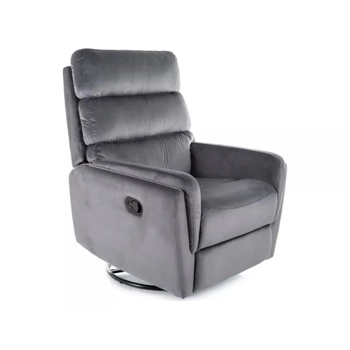 Fotolii Signal - Fotoliu recliner Argos, stofă catifelată gri Bluvel 14, 78x84–162 x H107 cm