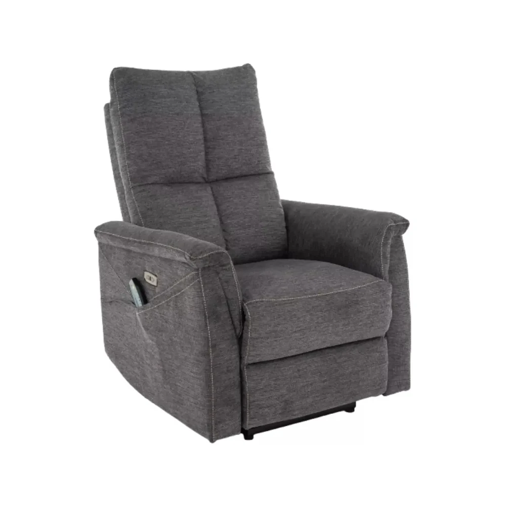 Fotolii Signal - Fotoliu recliner cu funcție de masaj Neptun M, stofă clasică bej Brego 34, 76x94–160 x H96 cm