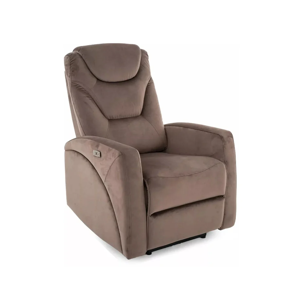 Fotolii Signal - Fotoliu recliner KRONOS – stofa catifelată cappuccino, 79x94/160x107 cm