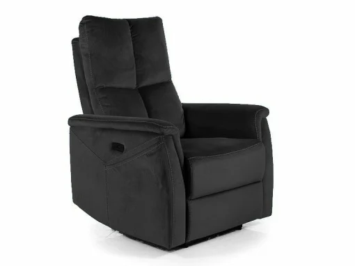 Fotolii Signal - Fotoliu recliner cu funcție de masaj Neptun M Velvet, negru Blu19, 76x94/160x96 cm -