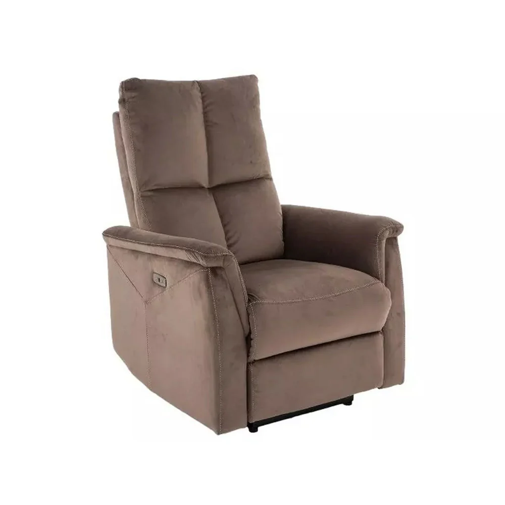 Fotolii Signal - Fotoliu recliner NEPTUN, cappuccino, stofa catifelata/metal, 76x94/160x96 cm