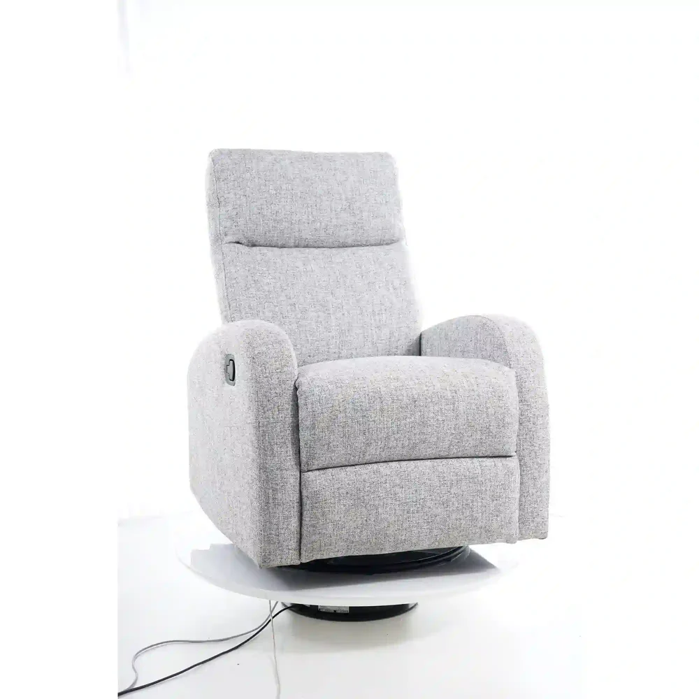 Fotolii Signal - Fotoliu recliner Olimp, gri/alb/negru, stofă / metal, 72x80–160 x H101 cm