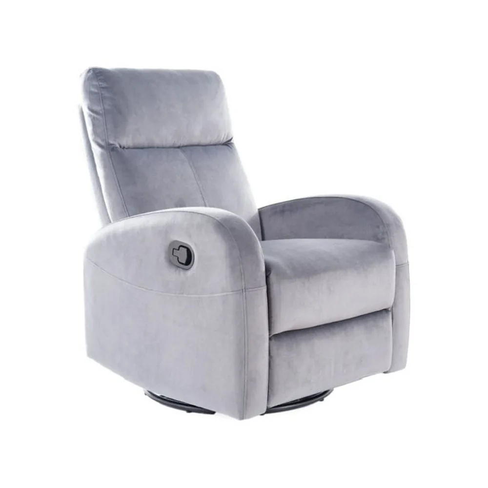 Fotolii Signal - Fotoliu recliner Olimp, stofă catifelată gri Bluvel 14, 72x80–160 x H101 cm