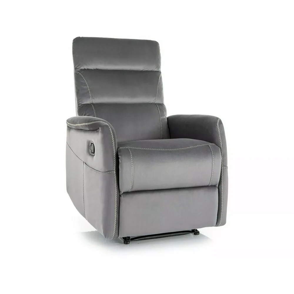 Fotolii Signal - Fotoliu recliner SOLON M, stofa catifelata gri - Bluvel 14, 74x86/162x106 cm