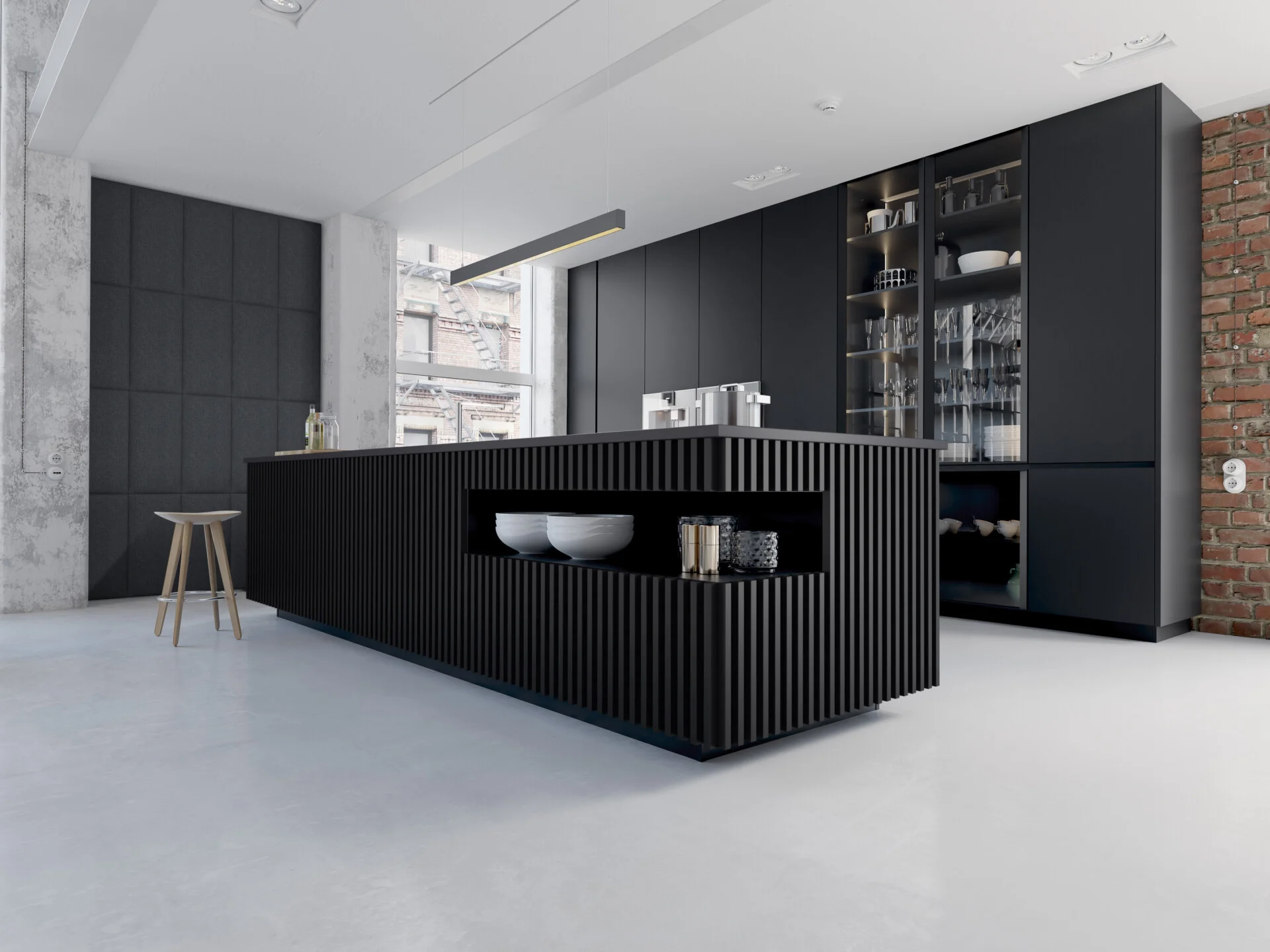 Riflaje decorative MDF - LINEA SLIM BLACK / OAK