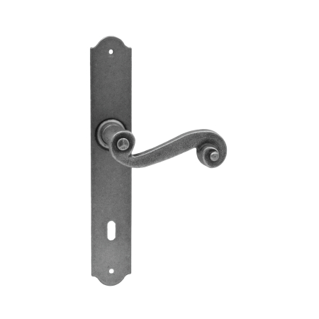 Manere RUSTICE - Mâner MASER cu șild - Fier forjat - gri argintiu