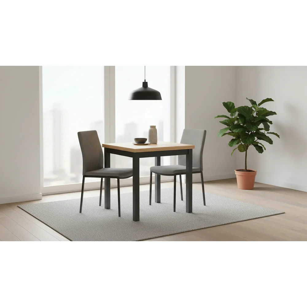 Mese - Masa ADAM - 80x80x75 cm, stejar artisan/negru