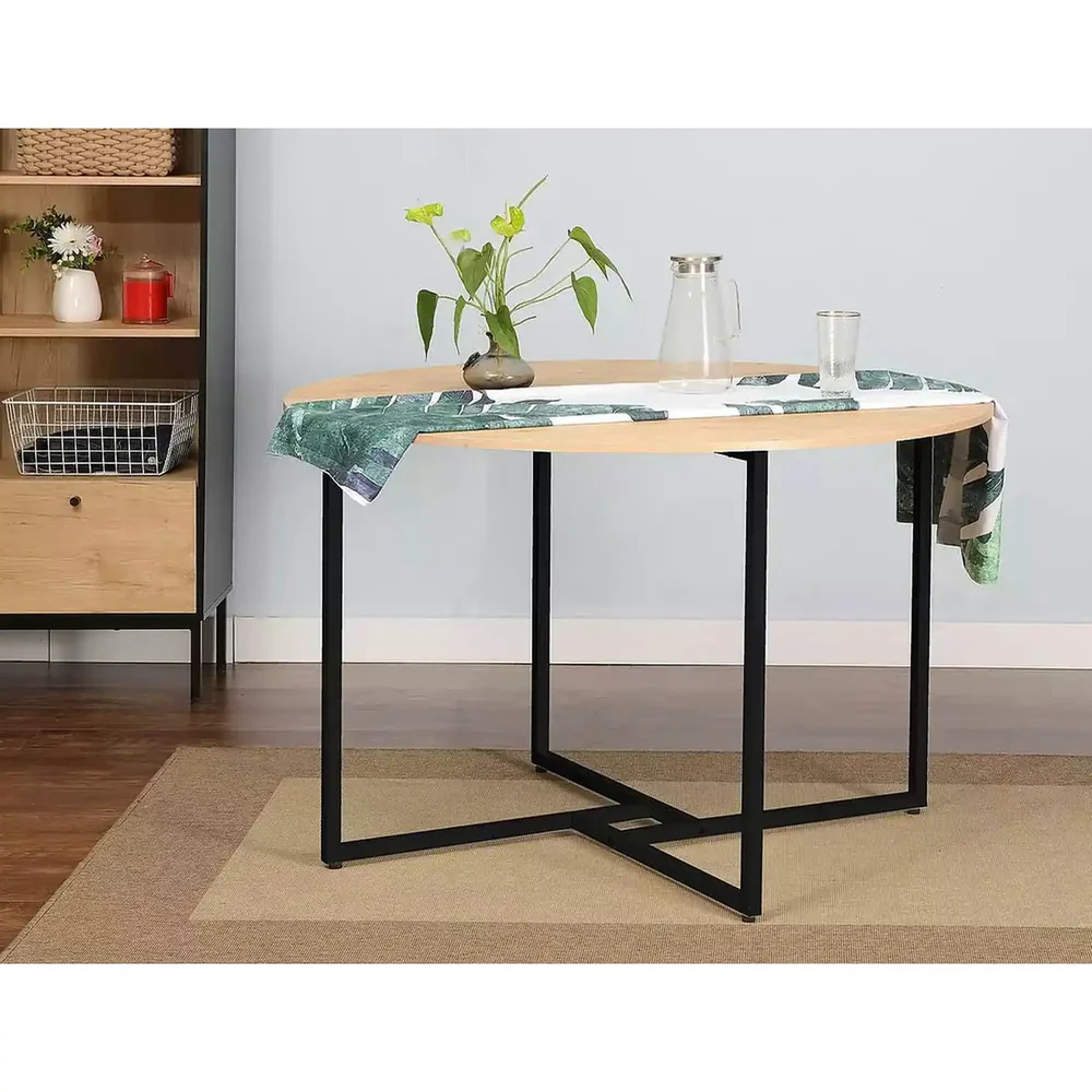 Mese - Masa ALTO, stejar/negru, PAL laminat/metal, 120x120x76 cm