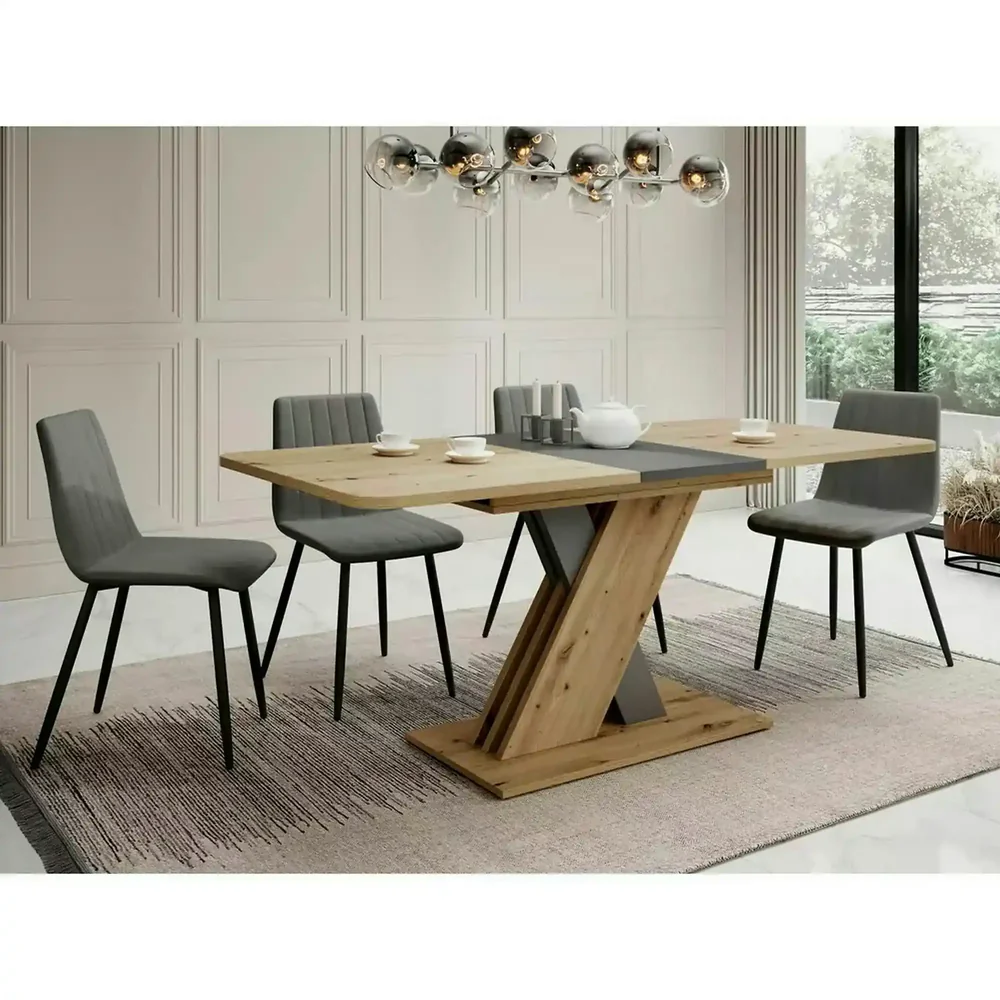 Mese dreptunghiulare - Masa EXEL, stejar artisan/gri antracit, PAL laminat, 140/180x85x76 cm