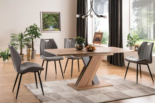 Mese dreptunghiulare - Masa Extensibila Exel stejar wotan/silver L140-180 cm x l 85 x h 76 cm