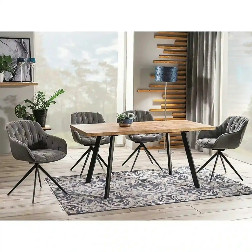 Mese dreptunghiulare - Masa extensibila BRICK, stejar artisan/negru, 120/160x80x75 cm