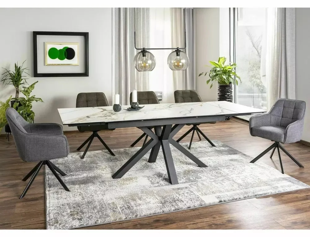Mese - Masa extensibila Columbus Ceramic Amber Bianco L160-240 cm