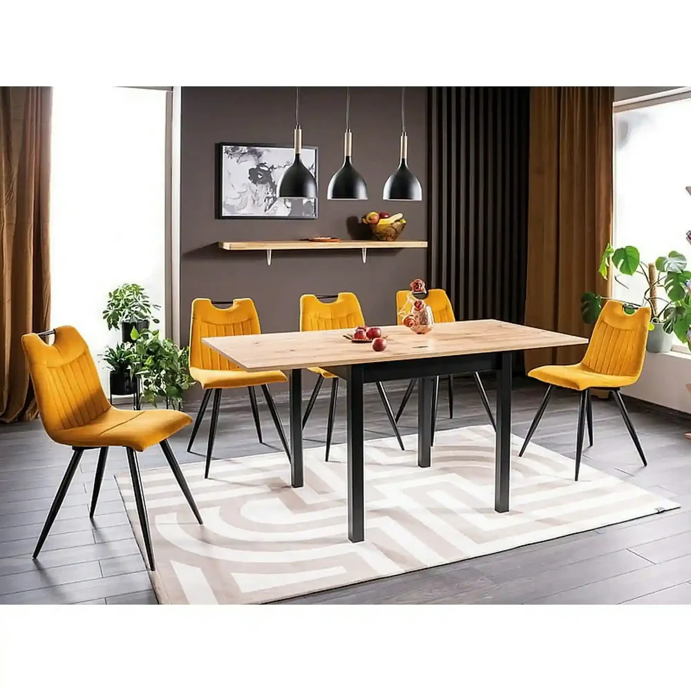 Mese - Masa extensibila FLIP, stejar artisan/negru, PAL laminat, 80/160x80x78 cm