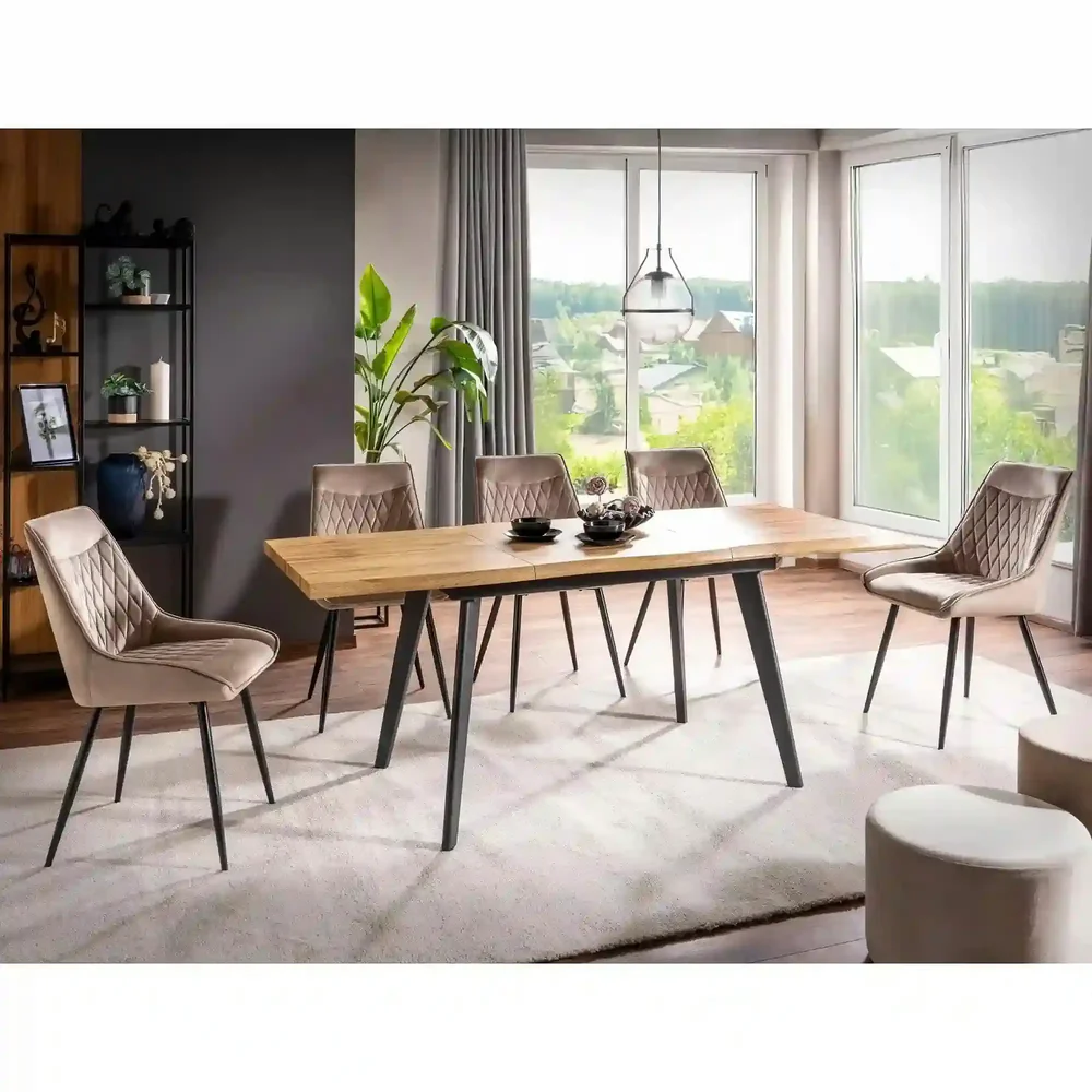 Mese dreptunghiulare - Masa extensibila FRESNO, stejar artisan/negru, 120/180x80x76 cm