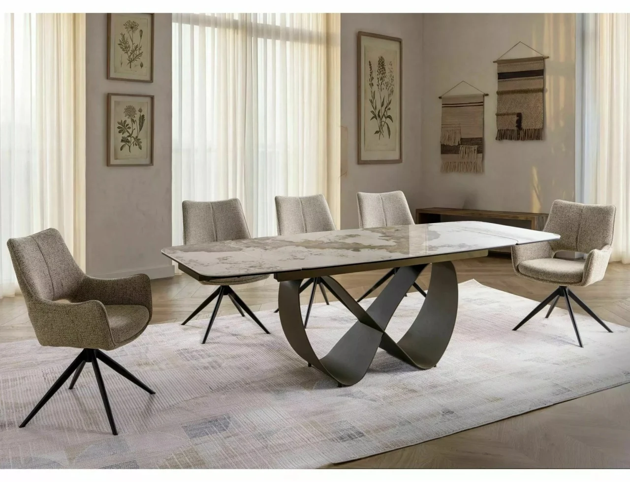 Mese dreptunghiulare - Masa extensibilă Infinity Ceramic bej mat/cupru
