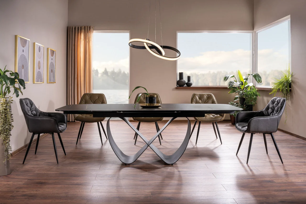 Mese dreptunghiulare - Masa extensibila Infinity Ceramic negru/negru mat