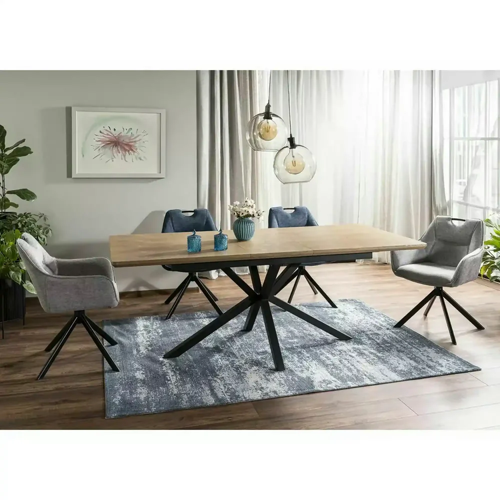 Mese - Masa extensibila LOGAN, stejar/negru 160/200x90x75 cm