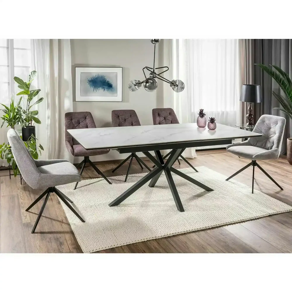 Mese - Masa extensibila pentru sufragerie LOGAN, alb/negru, 160/200x90x76 cm