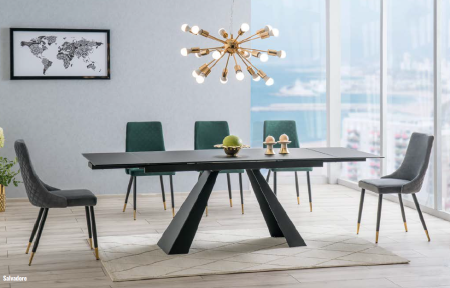Mese - Masa extensibila Salvadore Ceramic II CORSO GREY/negru mat L120-180 cm