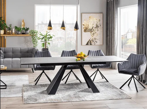 Mese - Masa extensibila Salvadore Ceramic gri ANTHRACITE/negru mat