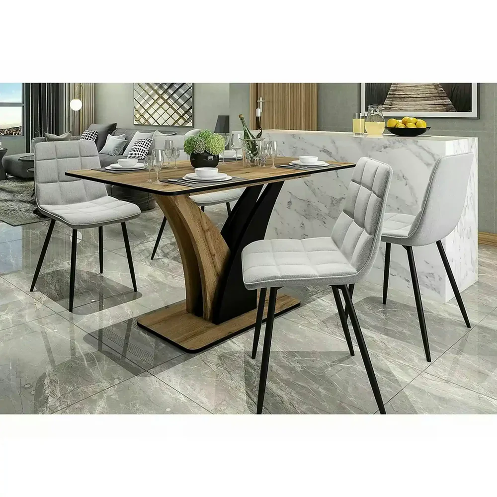 Mese dreptunghiulare - Masa extensibila VENTO, stejar artisan/negru, PAL, 120-160x68x76 cm