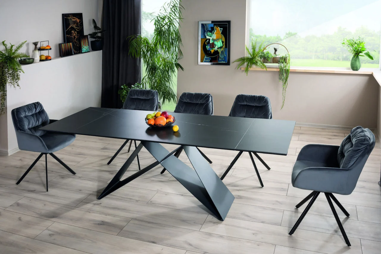 Mese dreptunghiulare - Masa extensibila Westin Ceramic Sahara negru/negru mat L160-240 cm