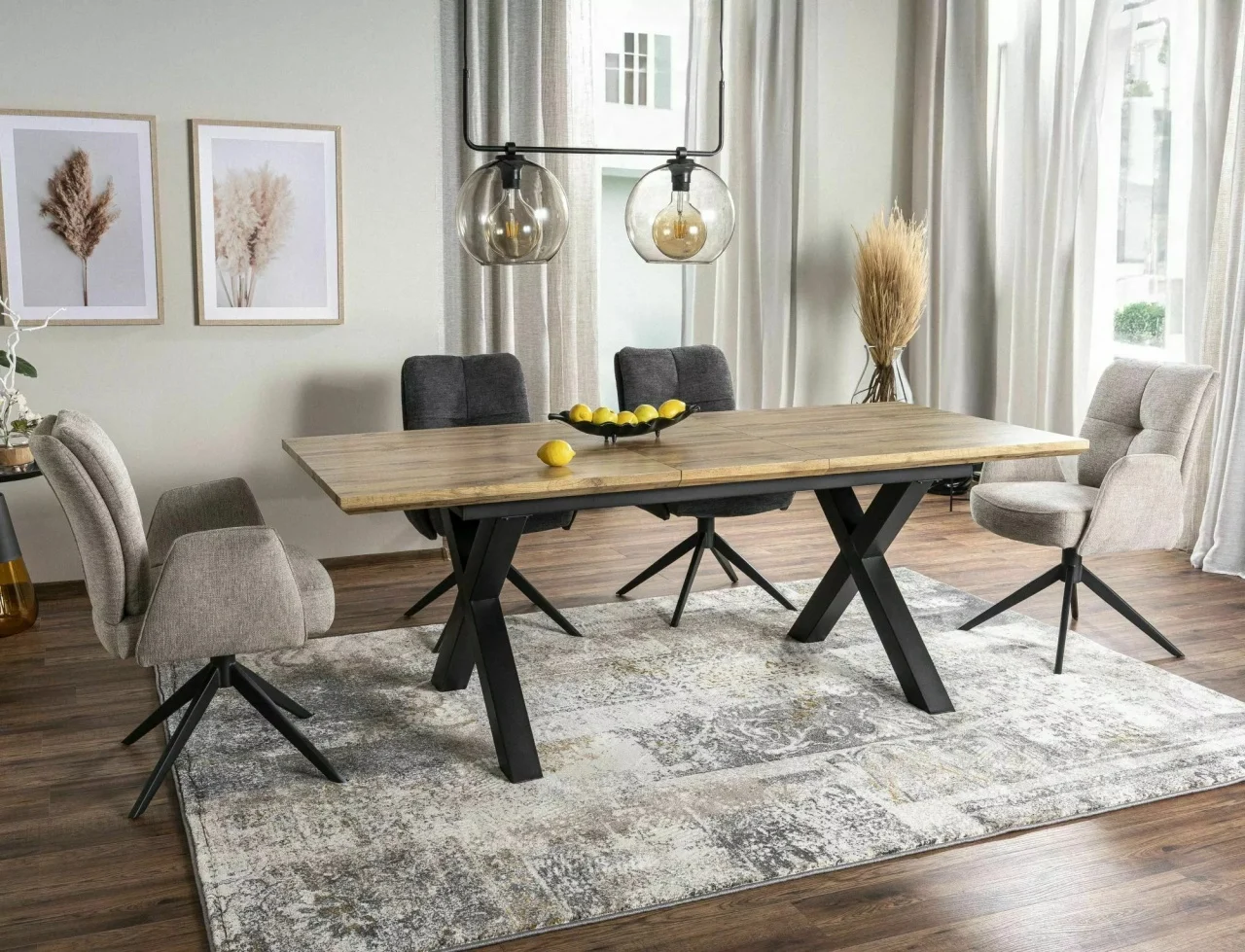Mese - Masa extensibila Xaviero II stejar artizan/negru L160-240xl90 cm