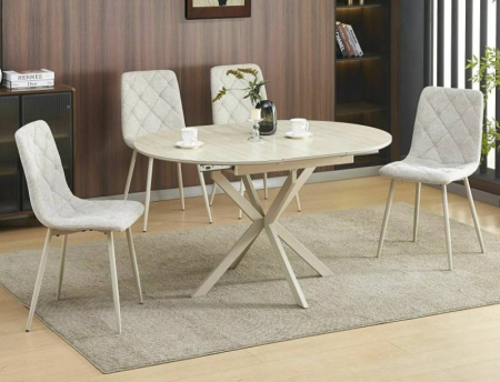 Mese si Scaune 2 - Masa GASTON, beige mat - Travertine, 100/135x100x75 cm