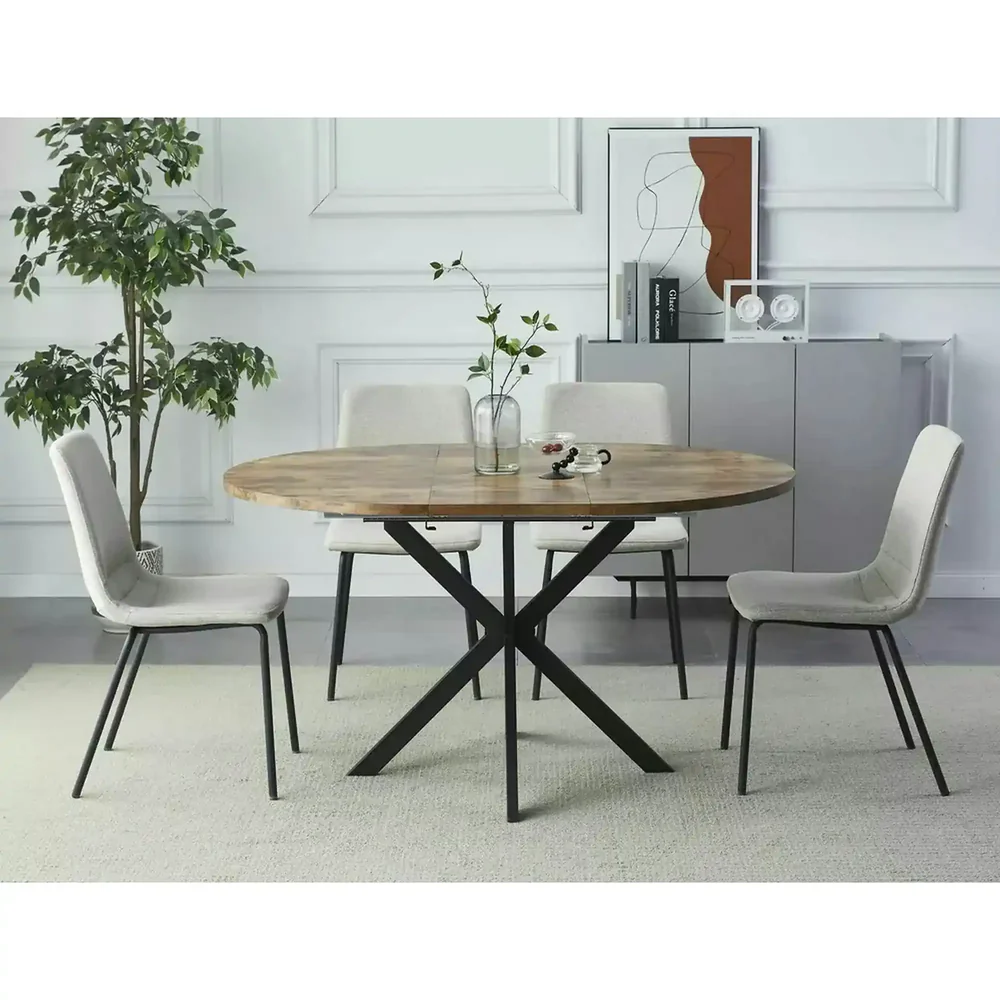 Mese si Scaune 2 - Masa GASTON, nuc/negru, 100/135x100x75 cm