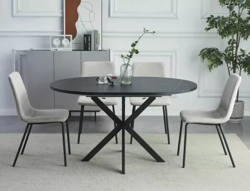 Mese si Scaune 2 - Masă GASTON efect de marmura neagra - 100 x 100-135 x 75 cm