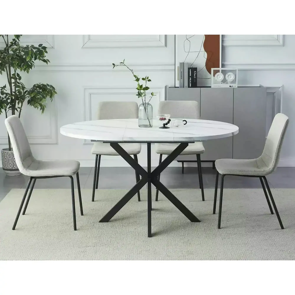 Mese si Scaune 2 - Masă GASTON efect de marmura alba - 100 x 100-135 x 75 cm