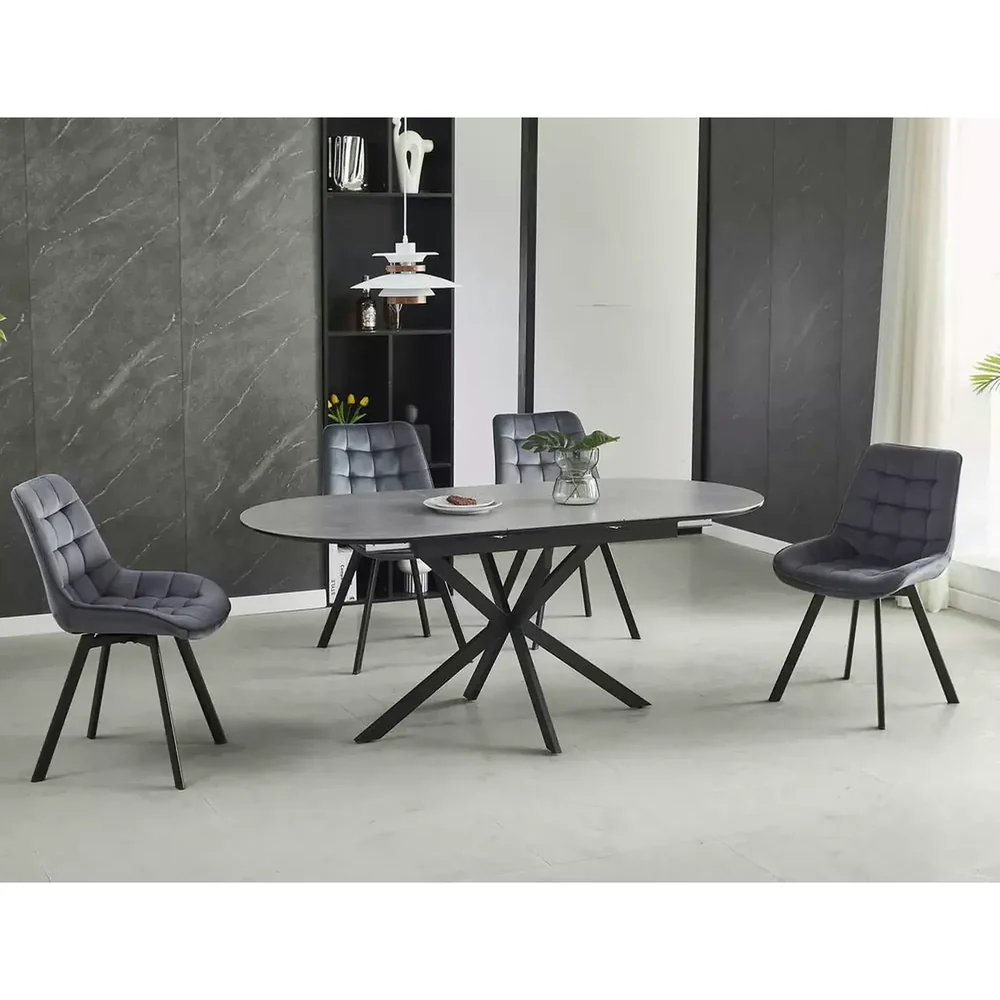 Mese dreptunghiulare - Masa extensibila GASTON, gri mat cu efect de marmura 140/180x80x76 cm