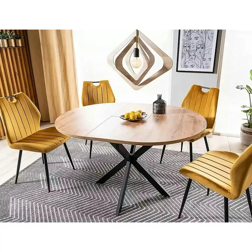 Mese si Scaune 2 - Masa GASTON, stejar/negru, 100/135x100x75 cm