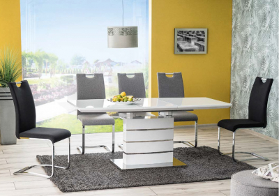 Mese - Masa Leonardo Alb Gloss - Extensibila - L 140/180 x I 80 x H 76 cm