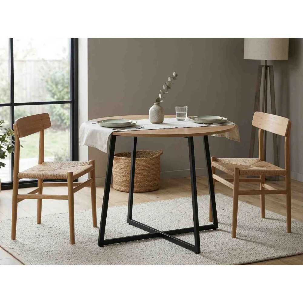 Mese - Masuta LUNA, stejar/negru, PAL laminat/metal, 90x76 cm