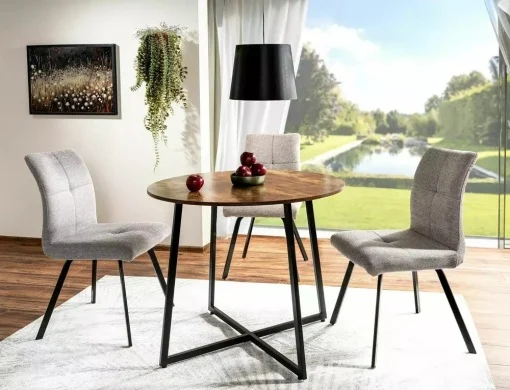 Mese - Masa Luna maro rustic/negru ø90/h76 cm