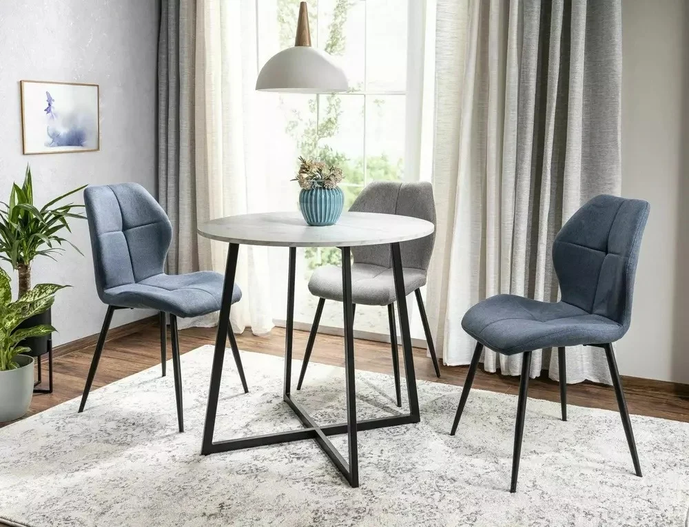 Mese - Masa Luna marmura alba/negru ø90/h76 cm