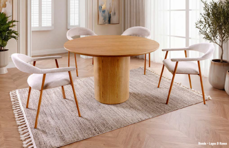 Mese si Scaune 2 - Masa RONDO NUT din MDF si furnir natural nuc - 120xH76cm