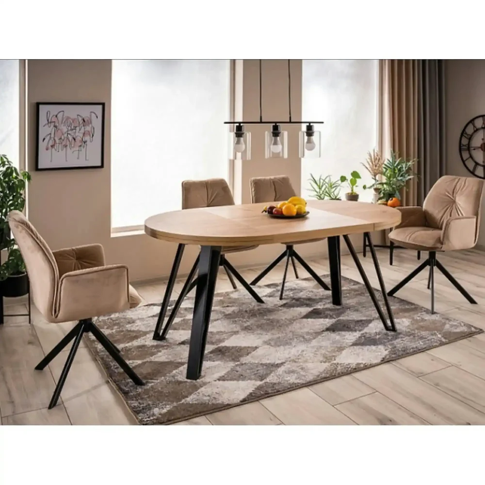 Mese - Masa rotunda 100 GALAXY, stejar artisan/negru, PAL laminat/metal