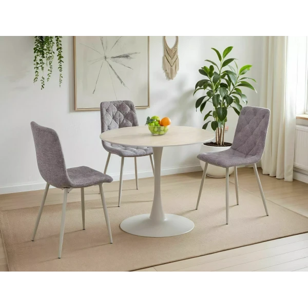 Mese - Masa rotunda Amadeo bej mat/cașmir ø90/h73 cm