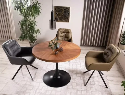 Mese - Masa rotunda Amadeo nuc/negru mat ø80/h76