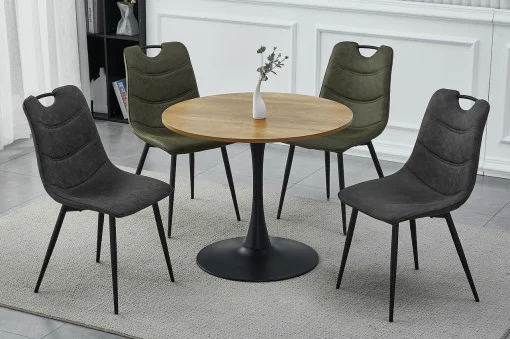 Mese - Masa rotunda Amadeo nuc/negru mat ø80/h76