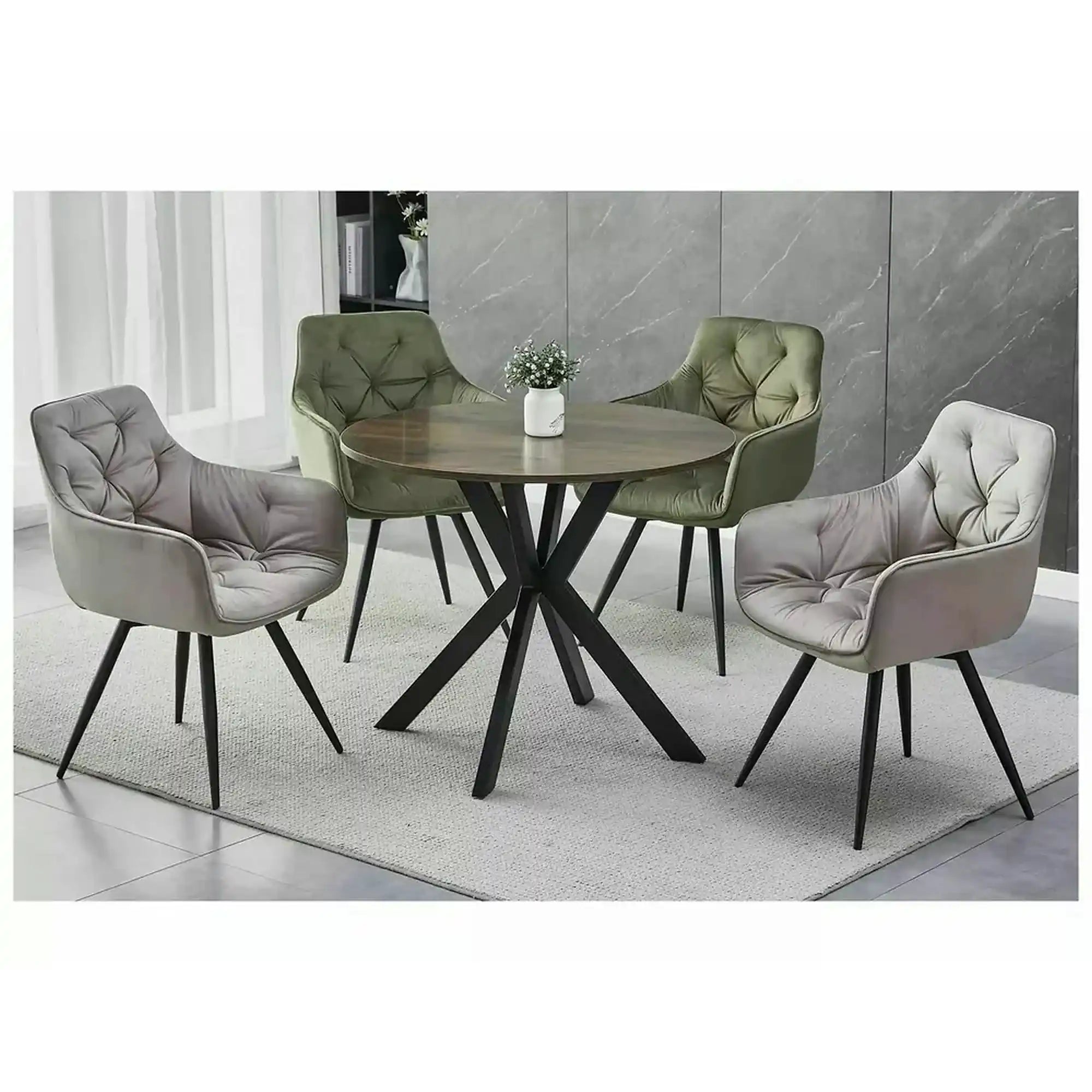 Mese - Masa TALIA II, nuc/negru mat, 90x90x76 cm