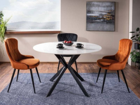 Mese si Scaune 2 - Masa rotunda Talia marmura alba/negru - ø90 / h75 cm